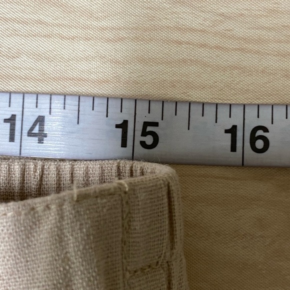 Ann Taylor Factory Beige Pull on Pants Linen Blend Pockets Size M Petite - Picture 5 of 7